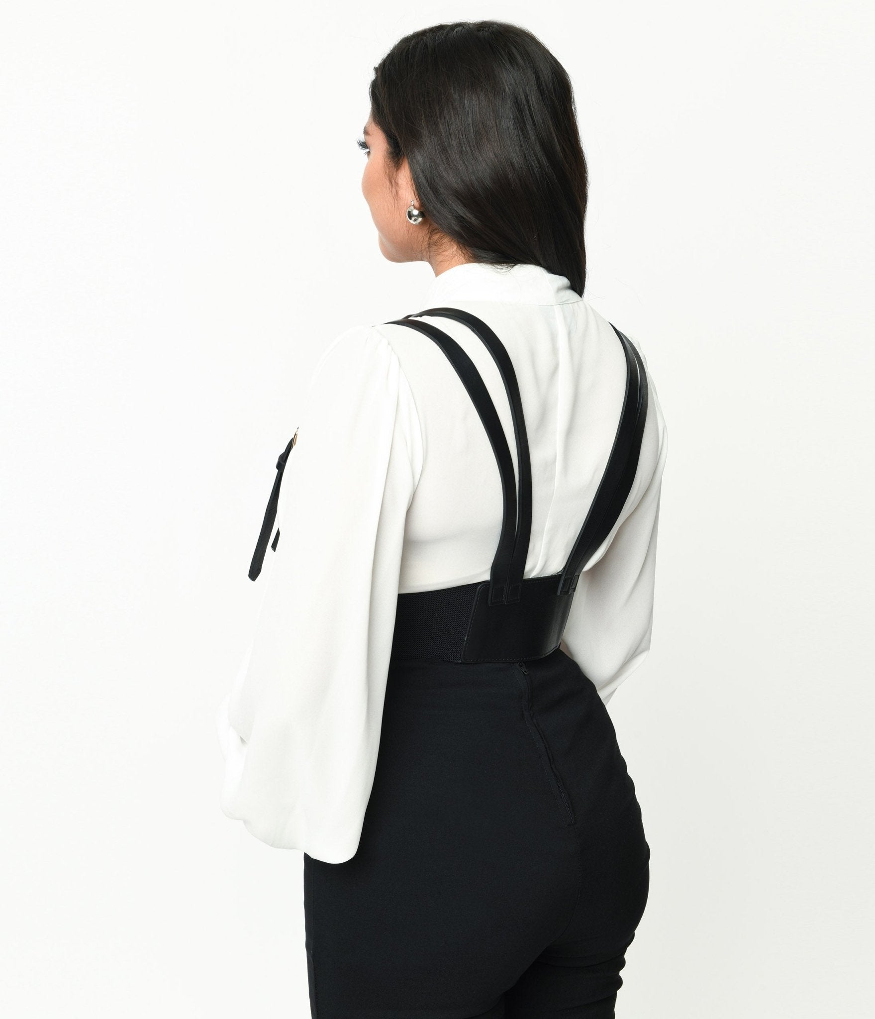 Black Leatherette Dual Suspender Belt - Unique Vintage - Womens, ACCESSORIES, BELTS