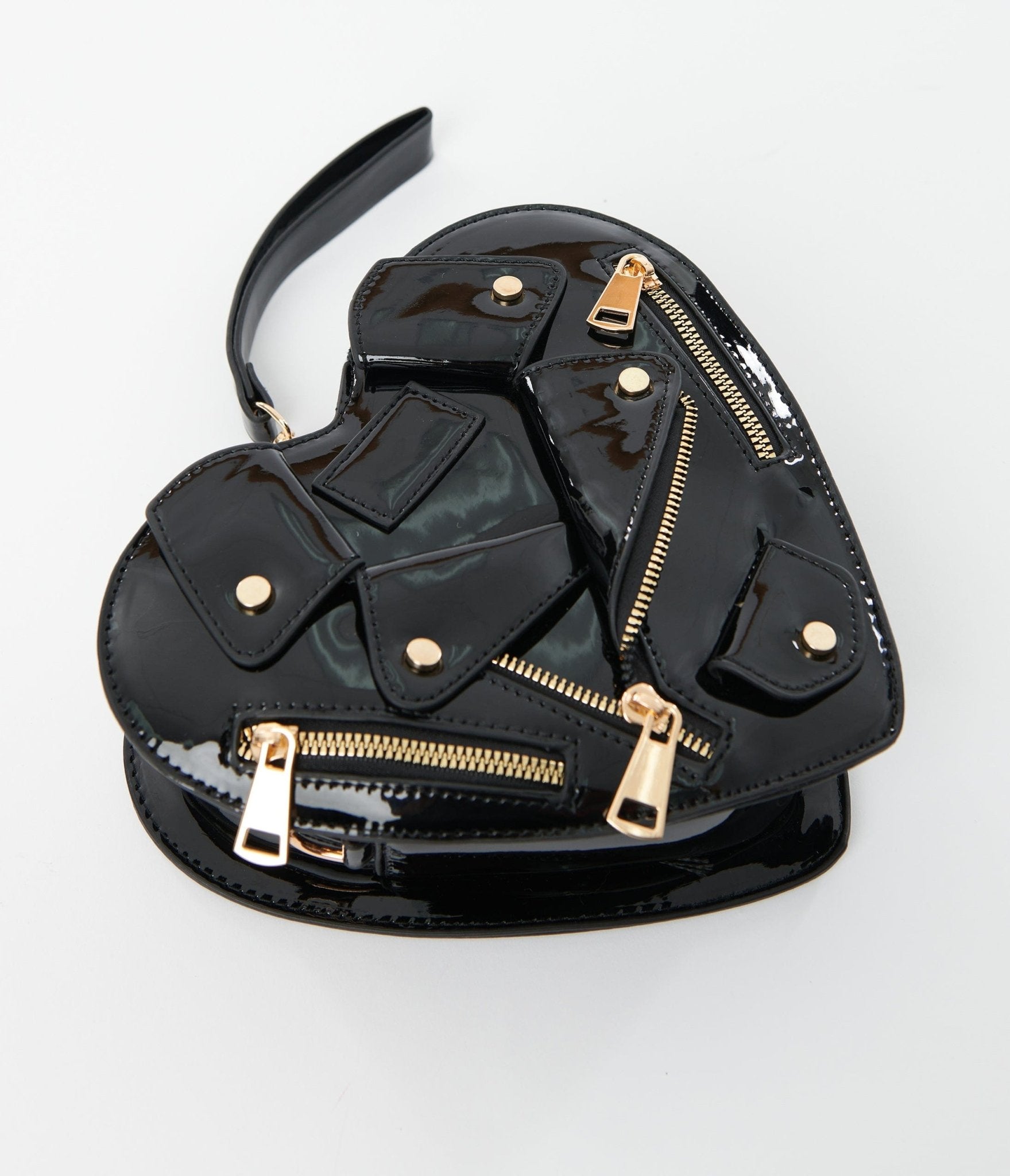 Black Leatherette Jacket Heart Crossbody Bag - Unique Vintage - Womens, HALLOWEEN, ACCESSORIES