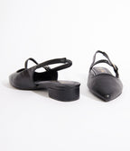 Black Leatherette Slingback Mary Jane Flats - Unique Vintage - Womens, SHOES, FLATS