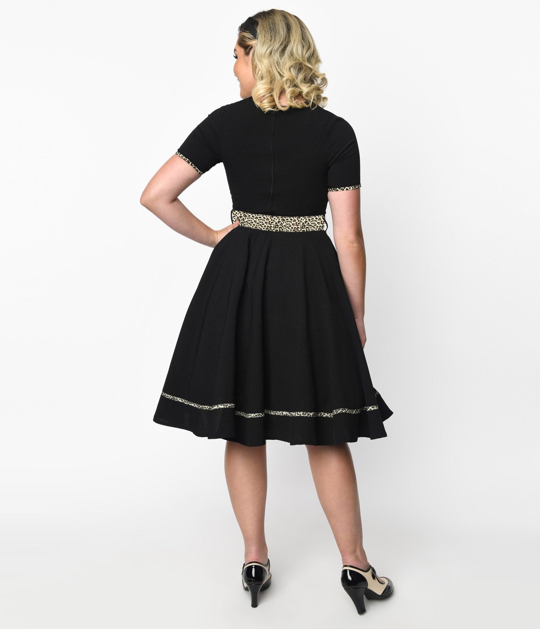 Black & Leopard Yael Swing Dress - Unique Vintage - Womens, DRESSES, SWING