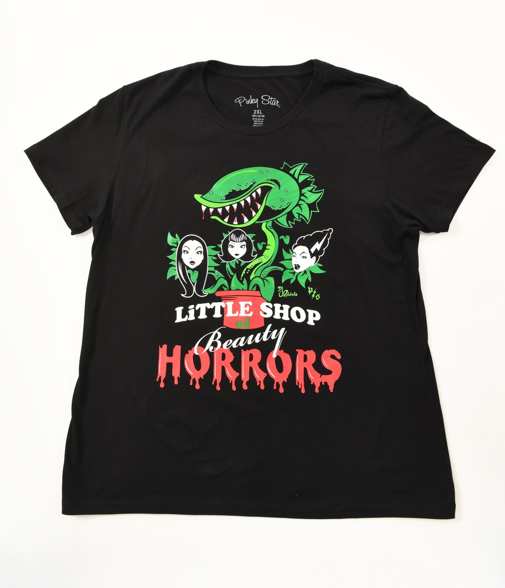 Black Little Shop of Beauty Horrors Fitted Graphic Tee - Unique Vintage - Womens, HALLOWEEN, GRAPHIC TEES