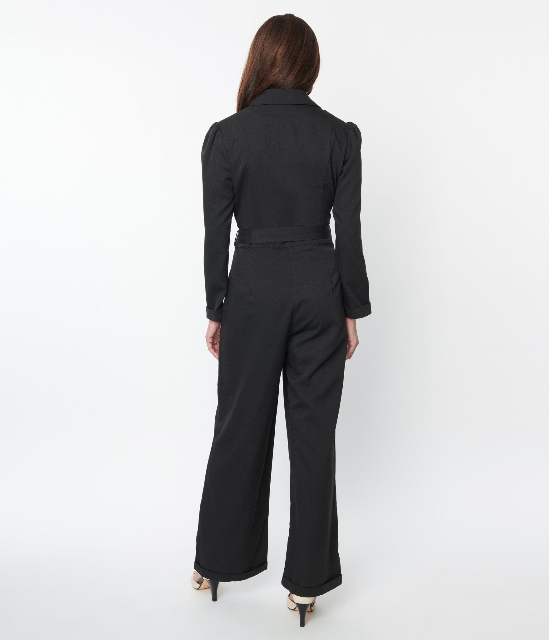 Black Long Sleeve Jumpsuit - Unique Vintage - Womens, BOTTOMS, ROMPERS AND JUMPSUITS