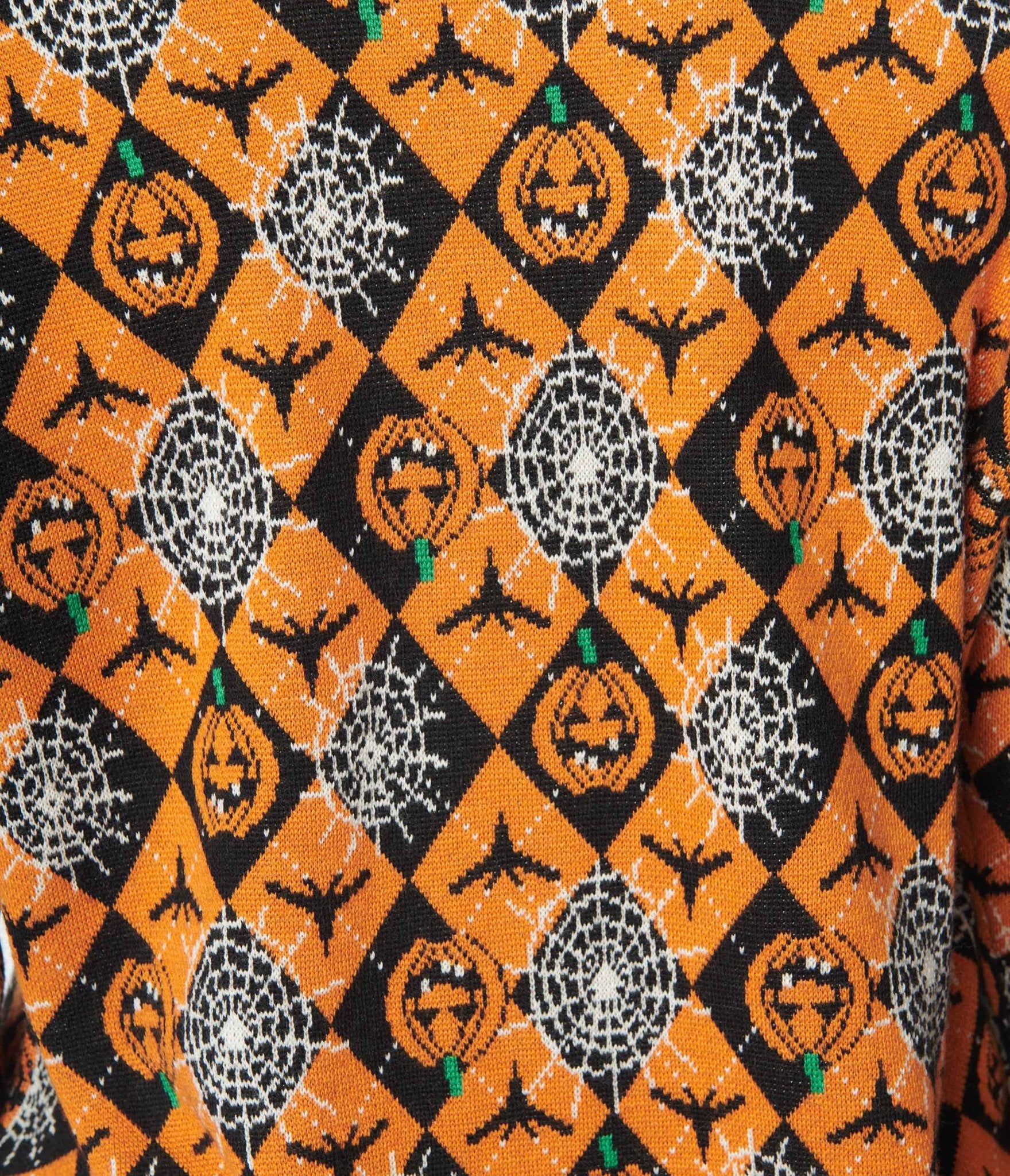 Black & Orange Spooky Argyle Fiona Cardigan - Unique Vintage - Womens, HALLOWEEN, TOPS