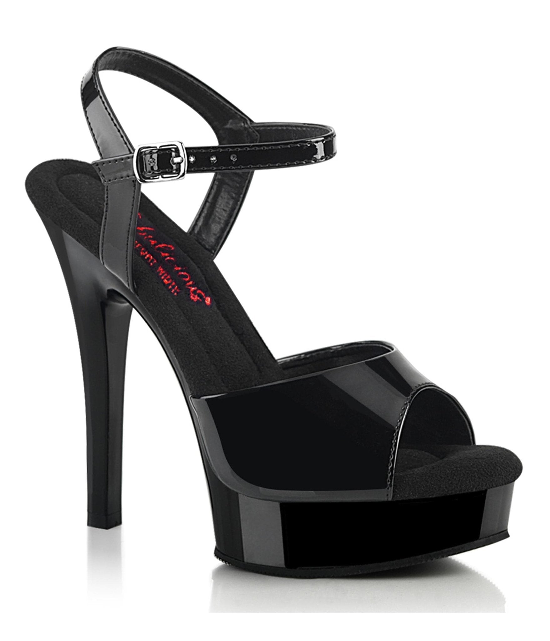 Black Pantent Leatherette Platform Comfort Pump - Unique Vintage - Womens, SHOES, SANDALS