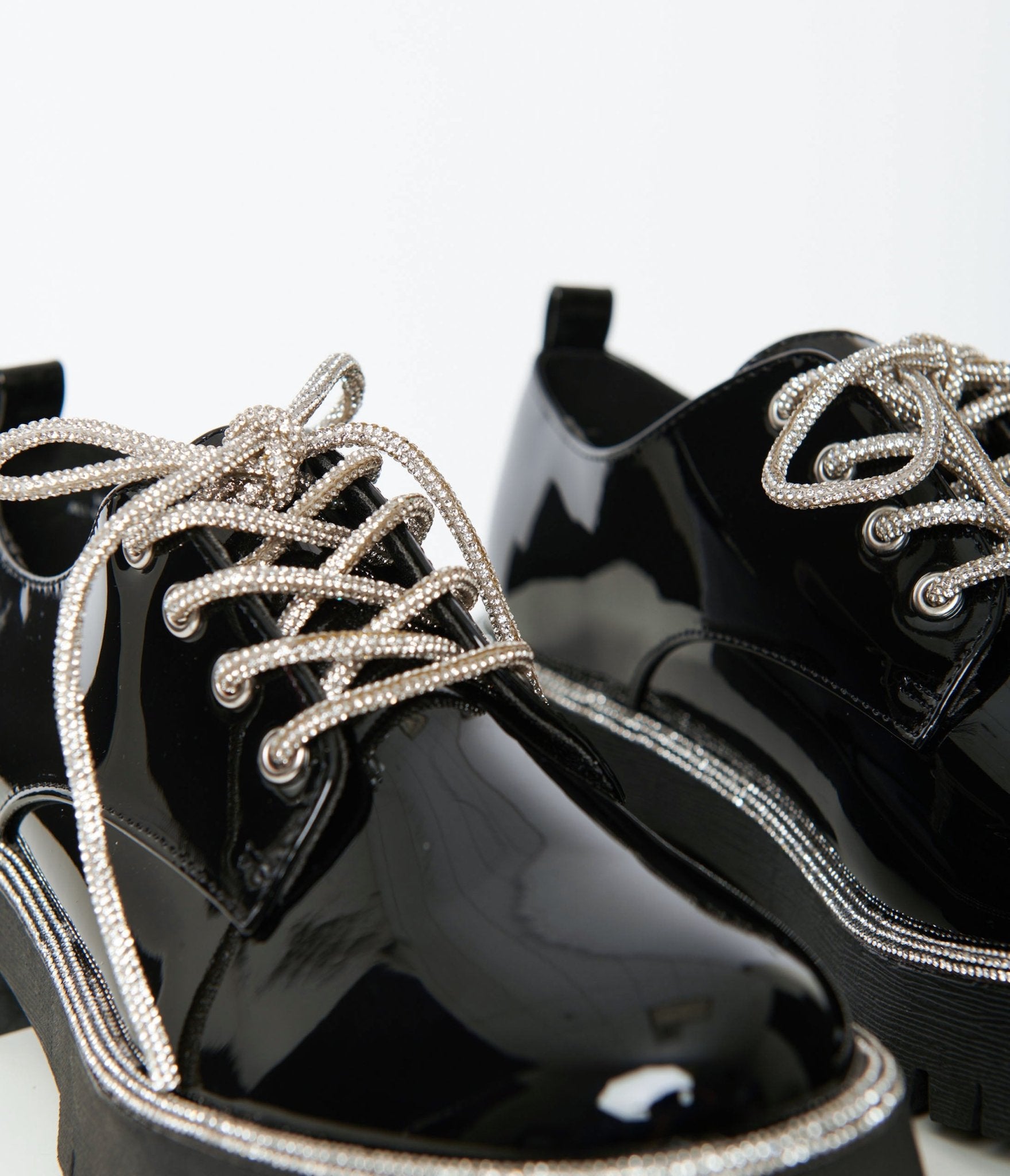 Black Patent Leatherette Platform Oxford Shoes - Unique Vintage - Womens, SHOES, FLATS