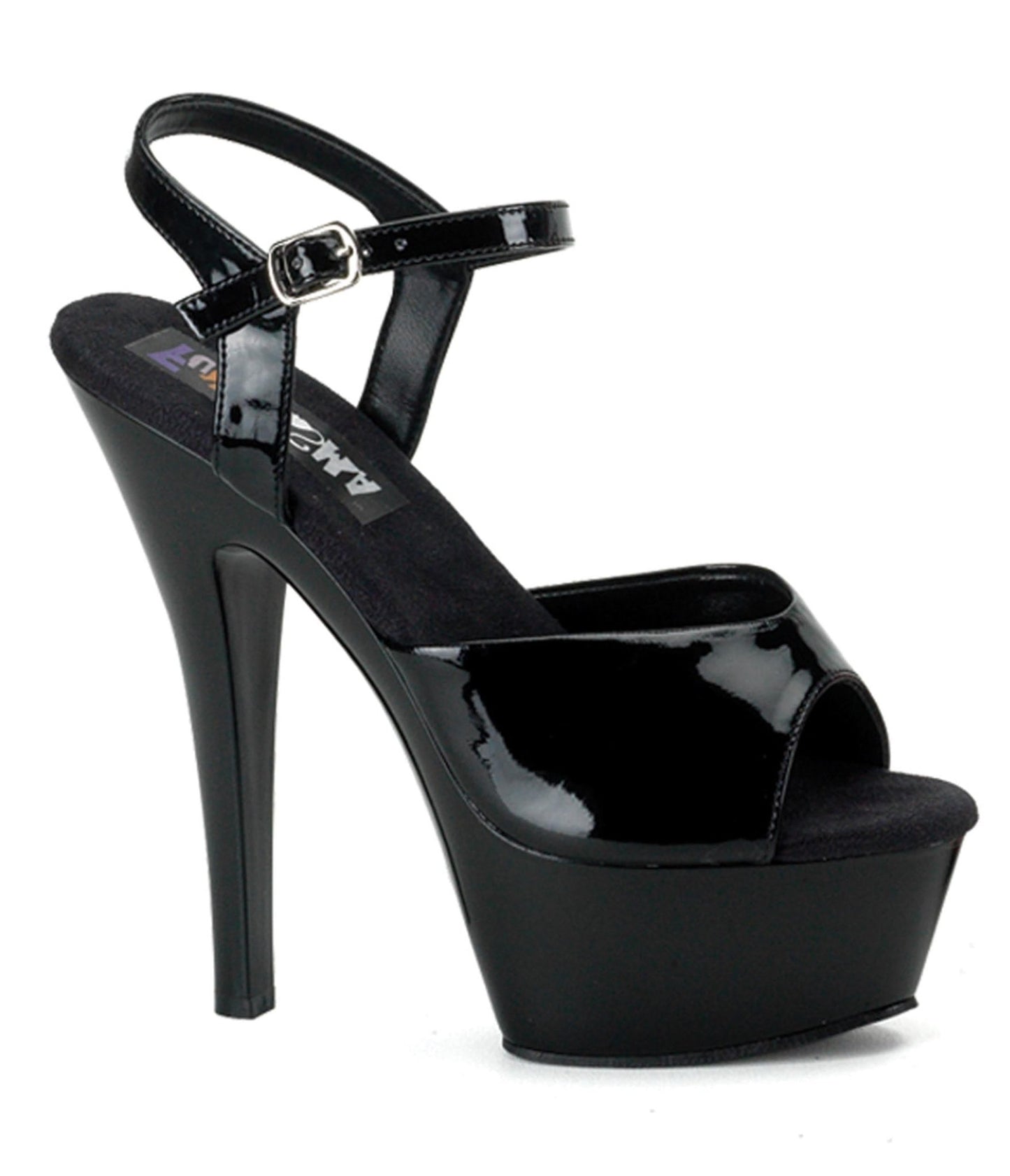 Black Patent Leatherette Platform Sandals - Unique Vintage - Womens, SHOES, SANDALS