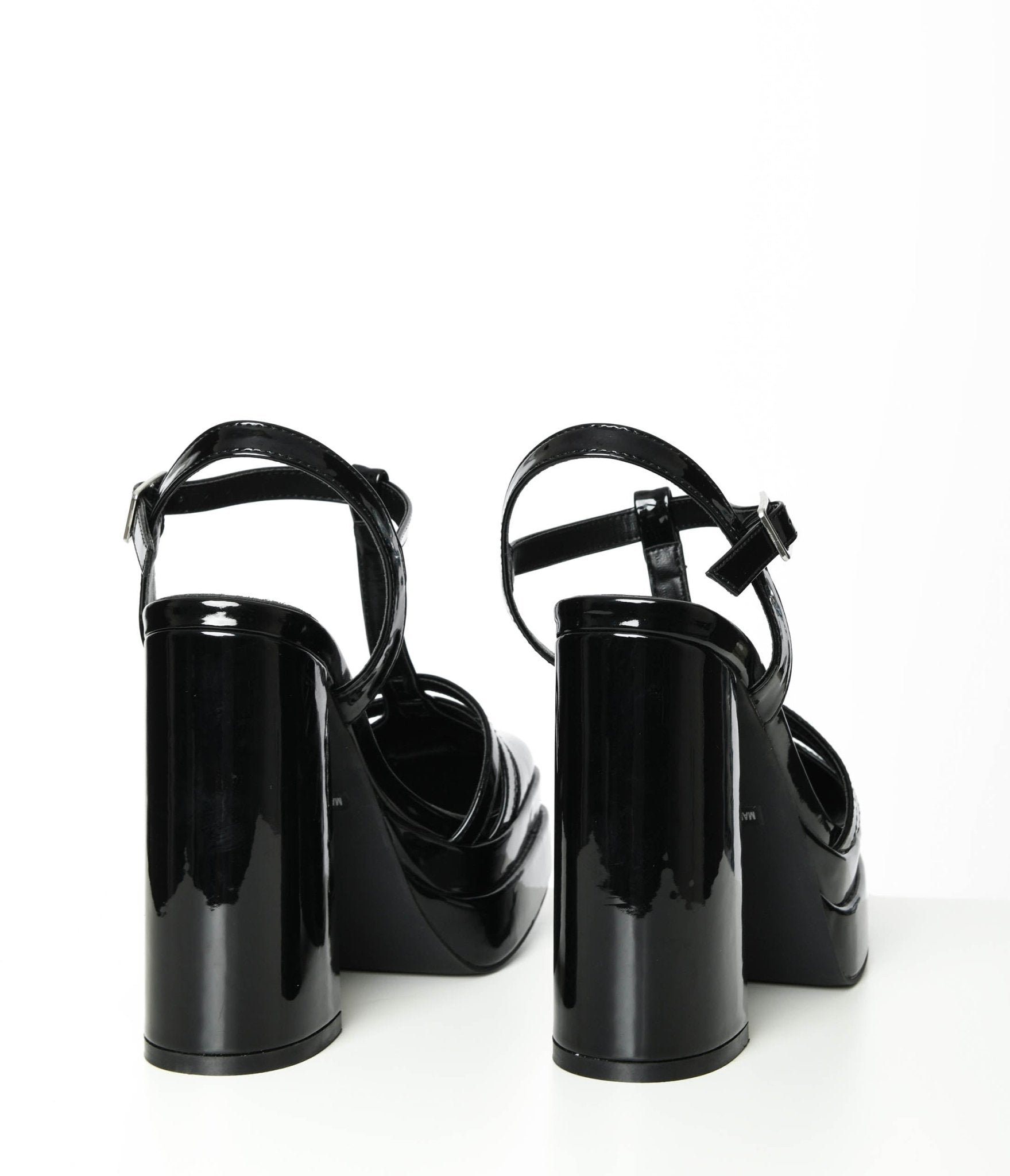 Black Patent Leatherette Wendy Platform Heels - Unique Vintage - Womens, SHOES, HEELS