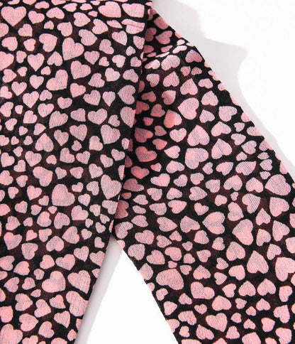 Black & Pink Hearts Hair Scarf - Unique Vintage - Womens, ACCESSORIES, GLOVES/SCARVES