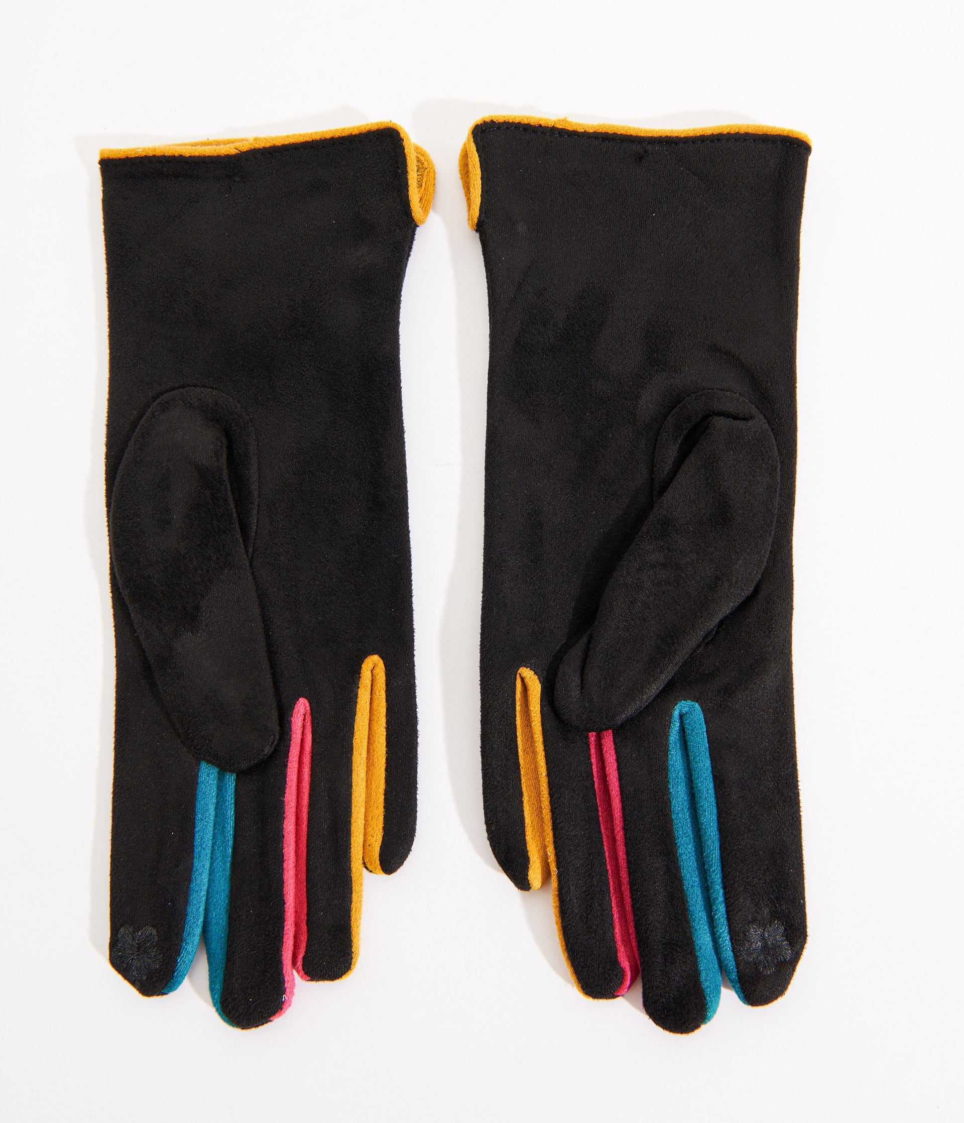 Black & Rainbow Finger Gloves - Unique Vintage - Womens, ACCESSORIES, GLOVES/SCARVES