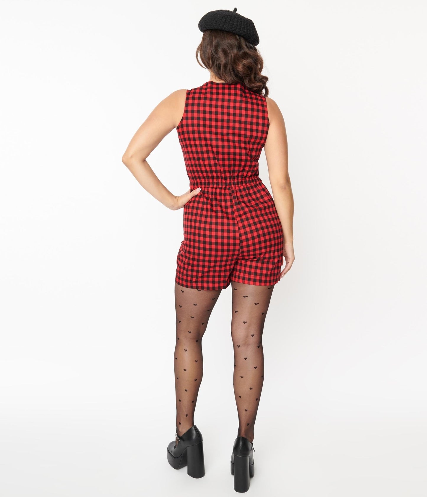 Black & Red Buffalo Check Romper - Unique Vintage - Womens, BOTTOMS, ROMPERS AND JUMPSUITS