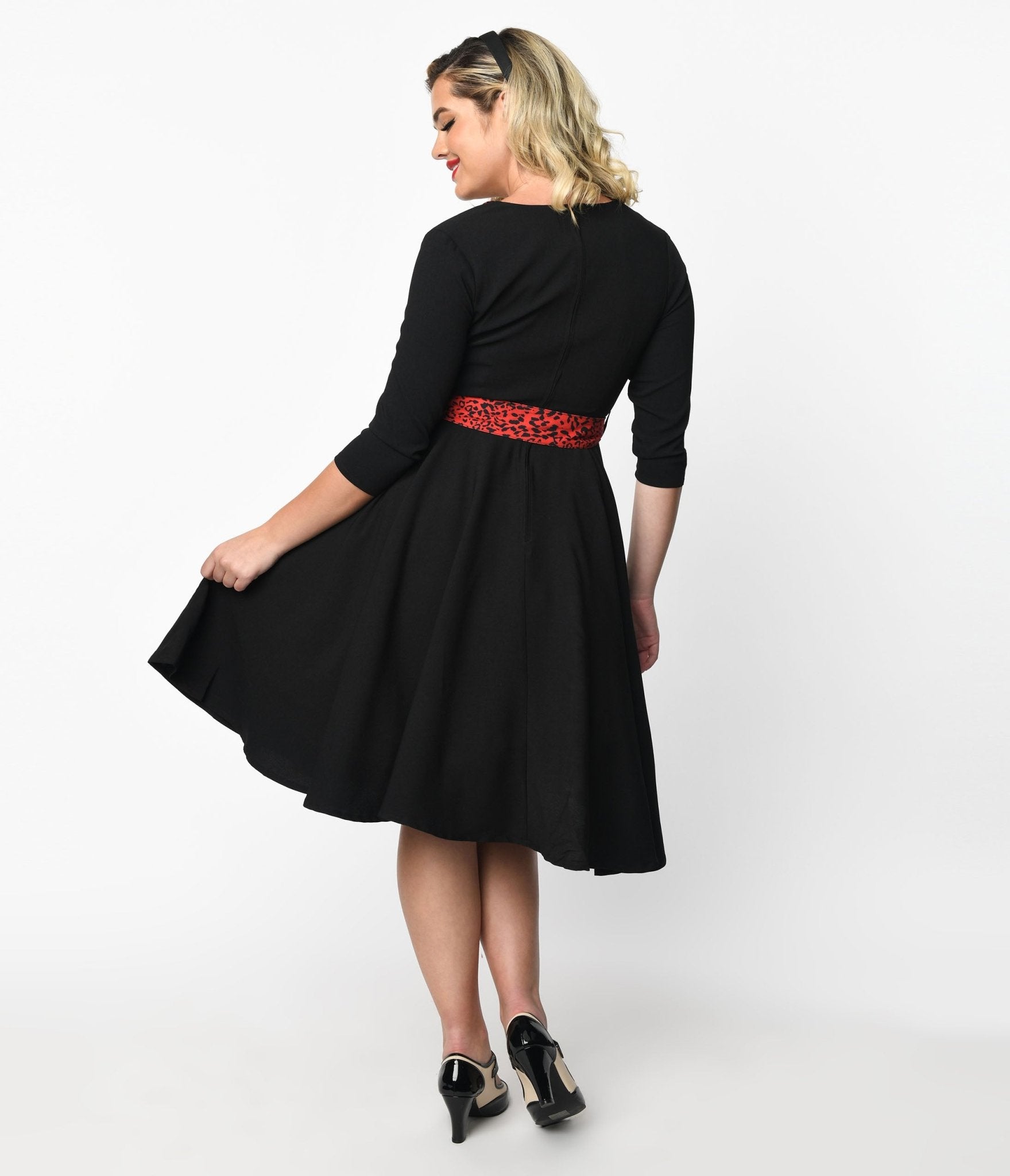 Black & Red Leopard Accent Lynette Swing Dress - Unique Vintage - Womens, DRESSES, SWING