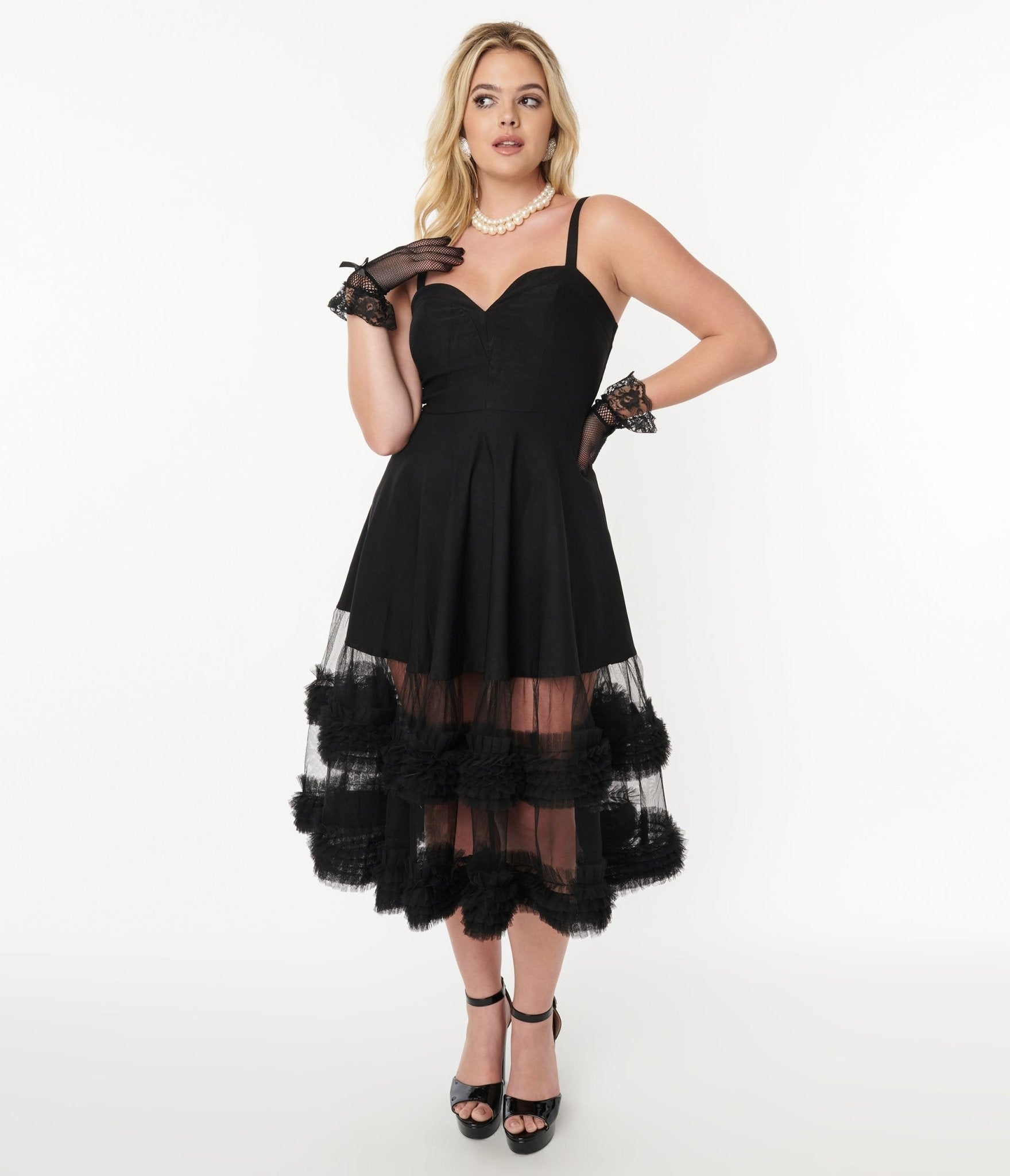 Black Roman Holiday Tulle Swing Dress - Unique Vintage - Womens, DRESSES, SWING
