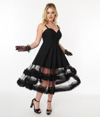 Black Roman Holiday Tulle Swing Dress - Unique Vintage - Womens, DRESSES, SWING