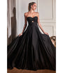 Ladivine by Cinderella Divine Black Satin Strapless Keyhole Evening Gown