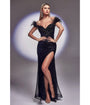 Cinderella Divine  Black Sequin & Feather Old Hollywood Glamour Prom Dress