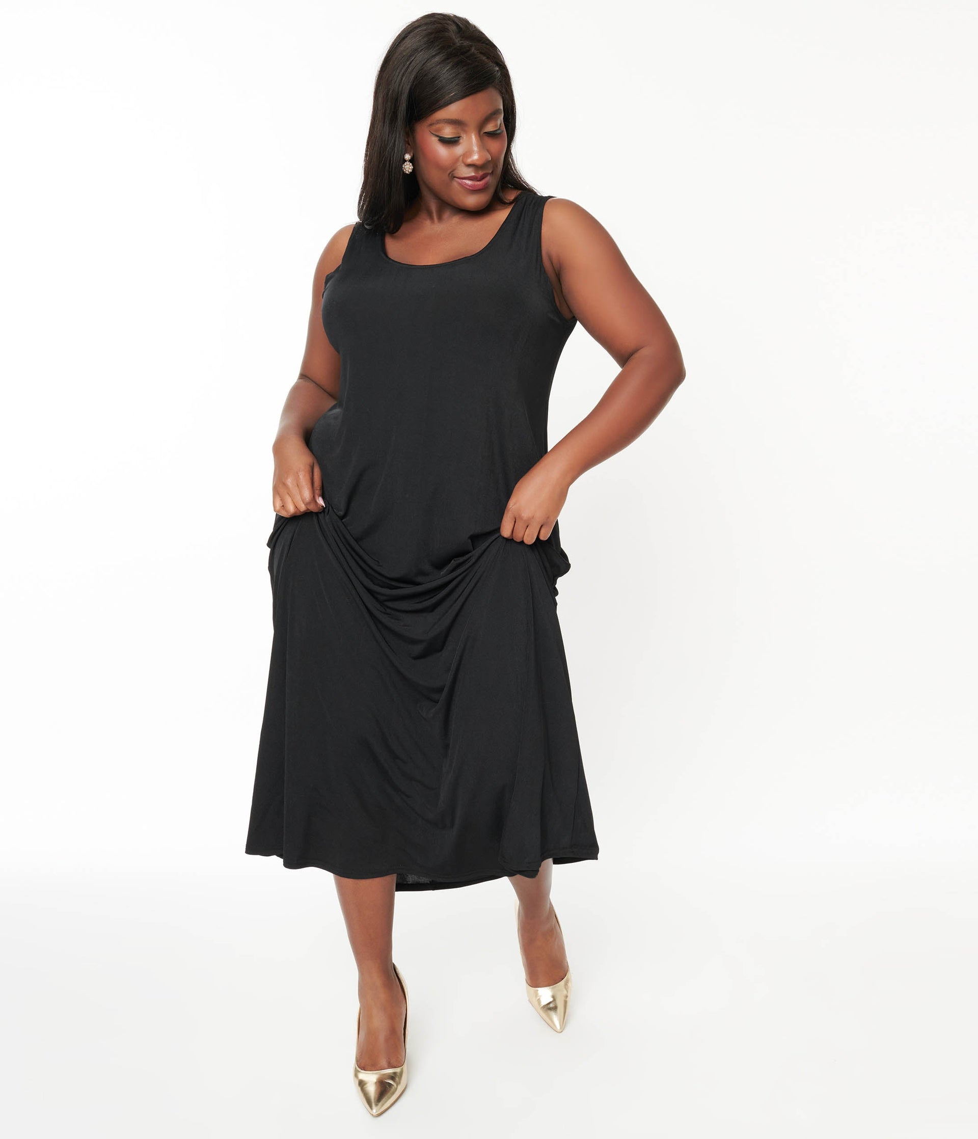 Black Slip Maxi Dress - Unique Vintage - Womens, DRESSES, MAXI
