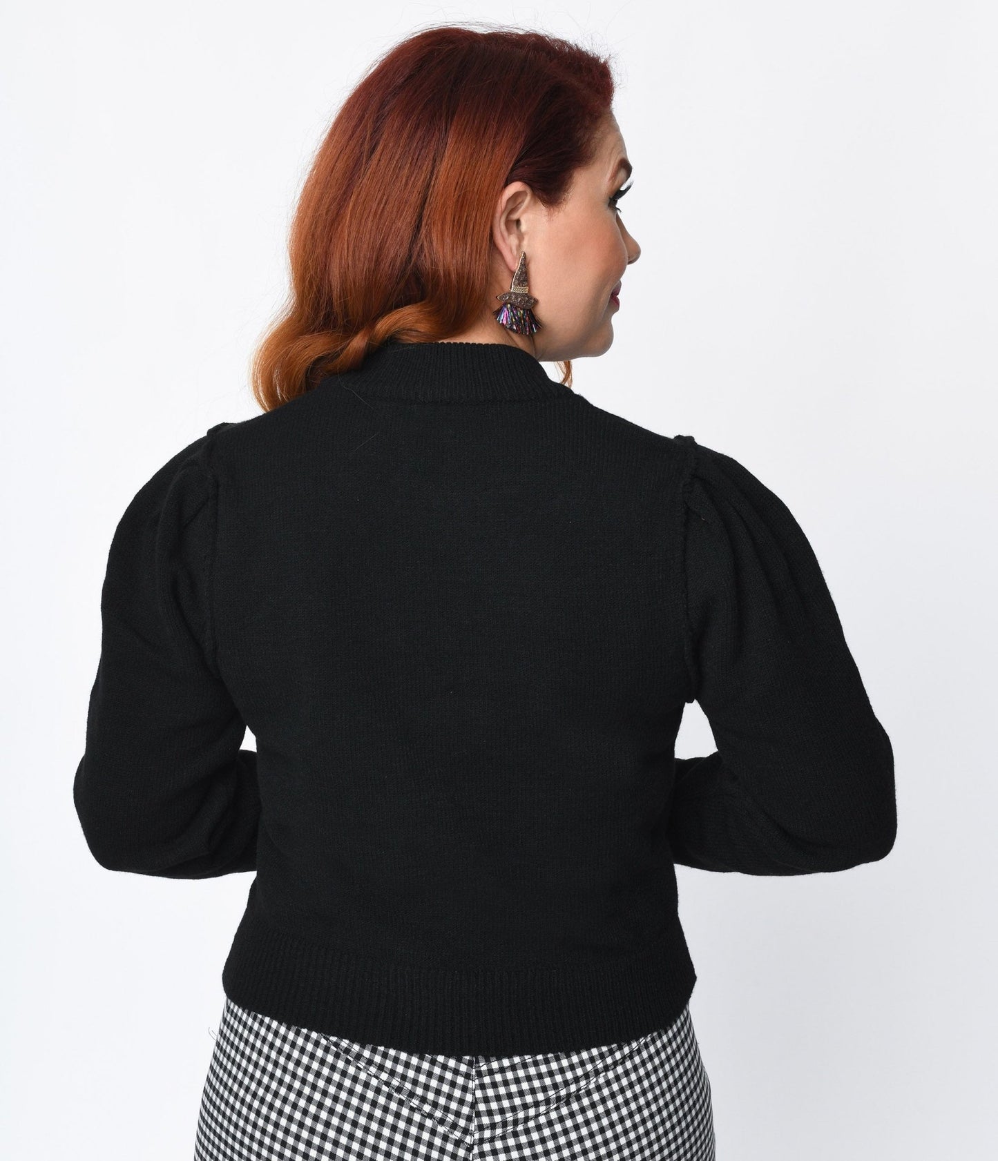 Black Starry Ghost Sequin Sweater - Unique Vintage - Womens, HALLOWEEN, TOPS