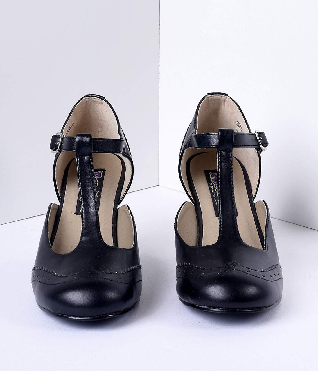 Black T-Strap Mary Jane Heels - Unique Vintage - Womens, SHOES, HEELS