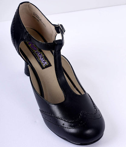 Black T-Strap Mary Jane Heels - Unique Vintage - Womens, SHOES, HEELS