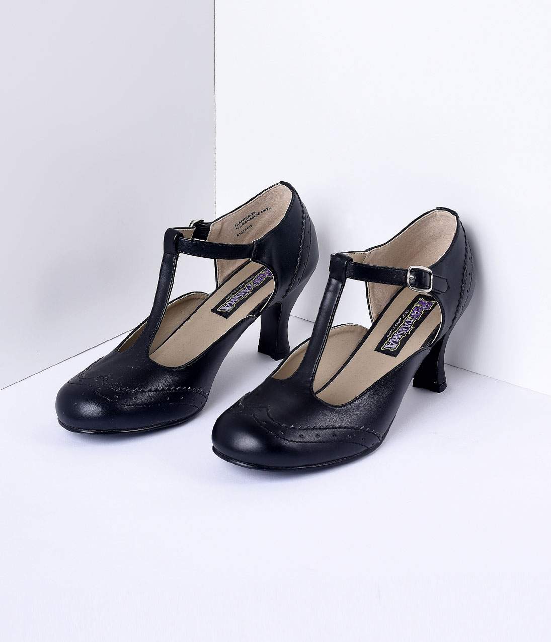 Black T-Strap Mary Jane Heels - Unique Vintage - Womens, SHOES, HEELS