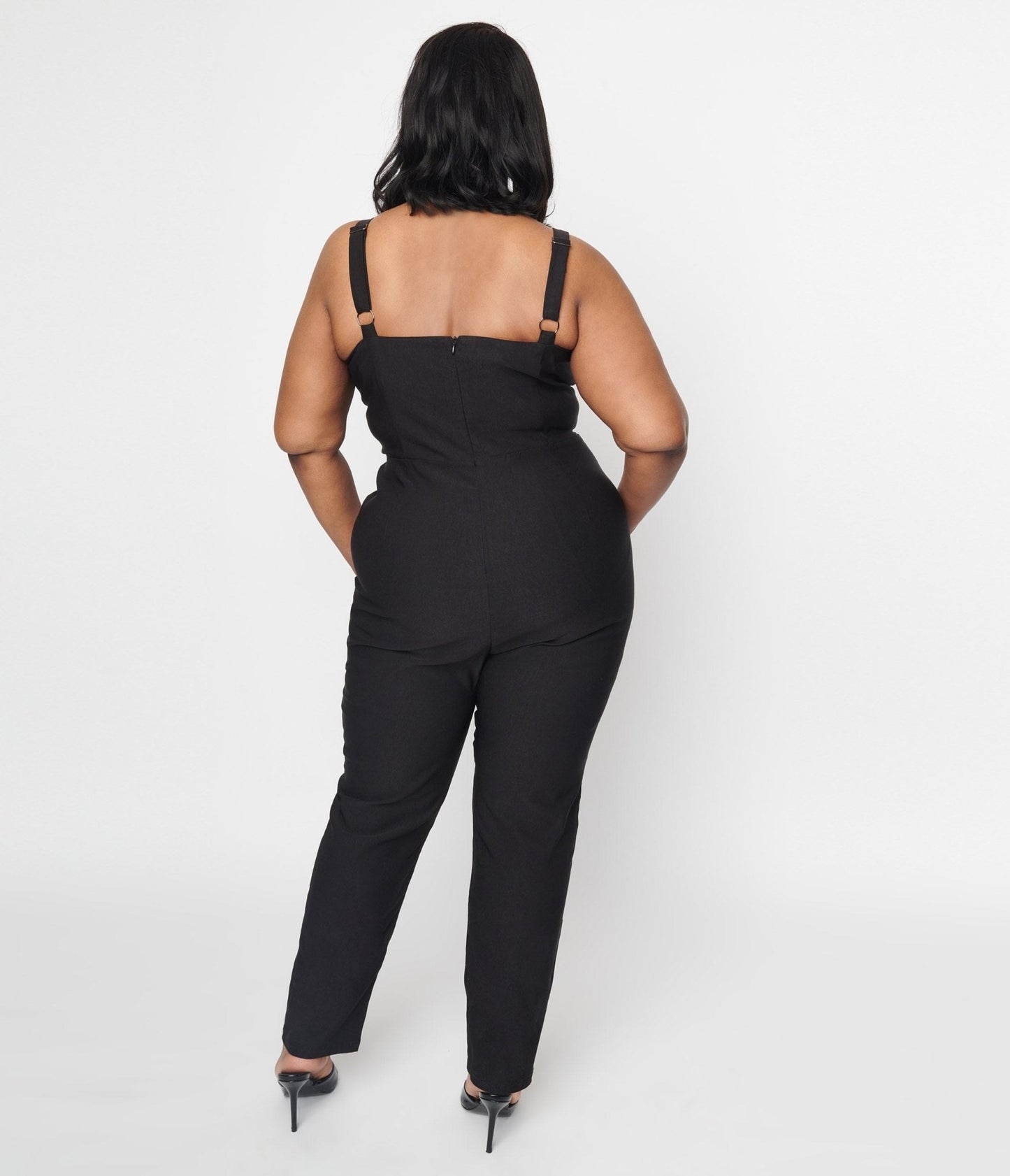 Black Tuxedo Jumpsuit - Unique Vintage - Womens, BOTTOMS, ROMPERS AND JUMPSUITS