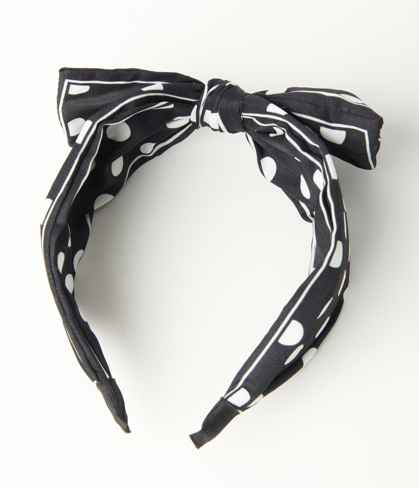 Black & White Polka Dot Bow Wide Headband - Unique Vintage - Womens, ACCESSORIES, HAIR
