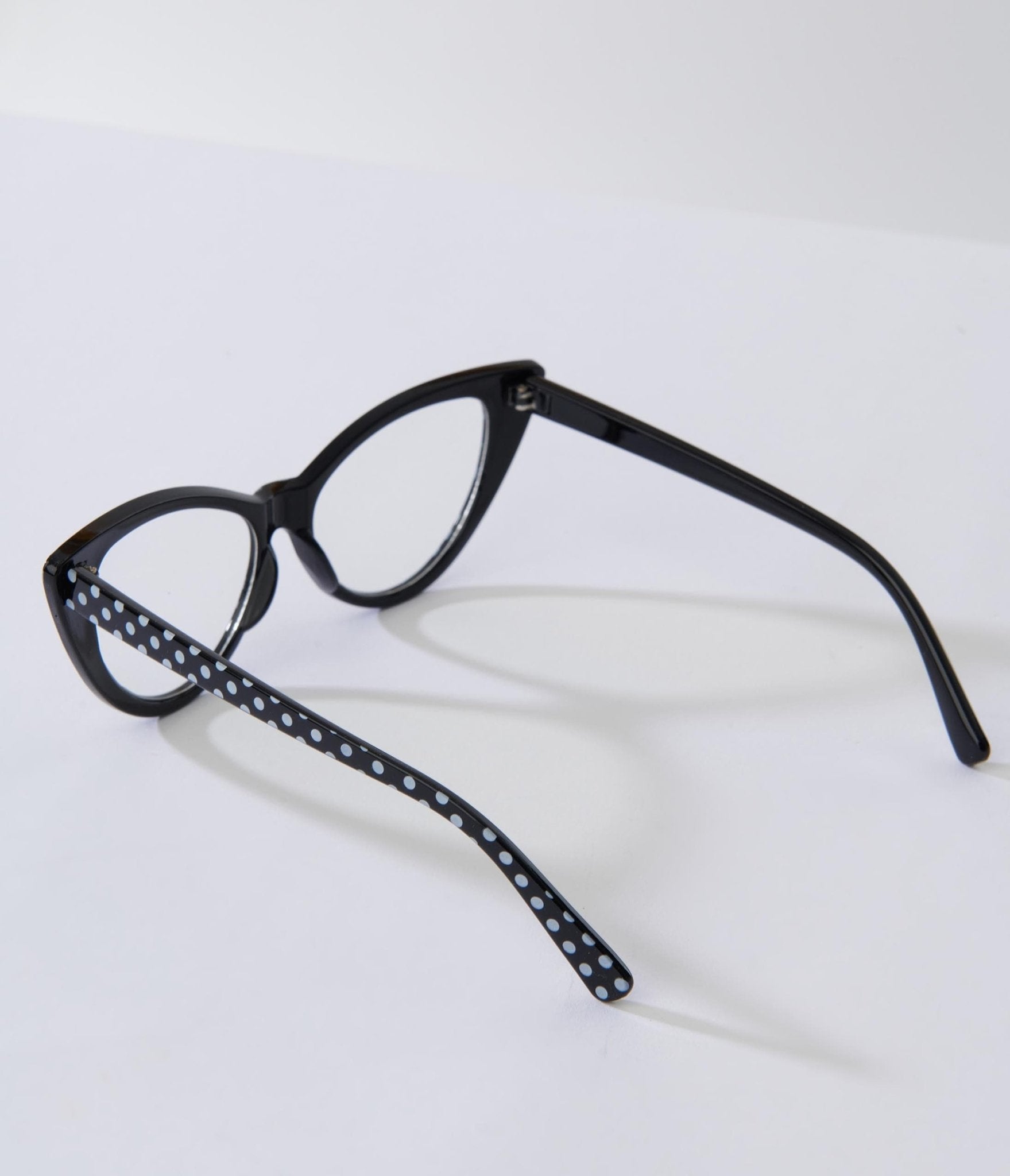 Black & White Polka Dot Cat Eye Glasses - Unique Vintage - Womens, ACCESSORIES, SUNGLASSES