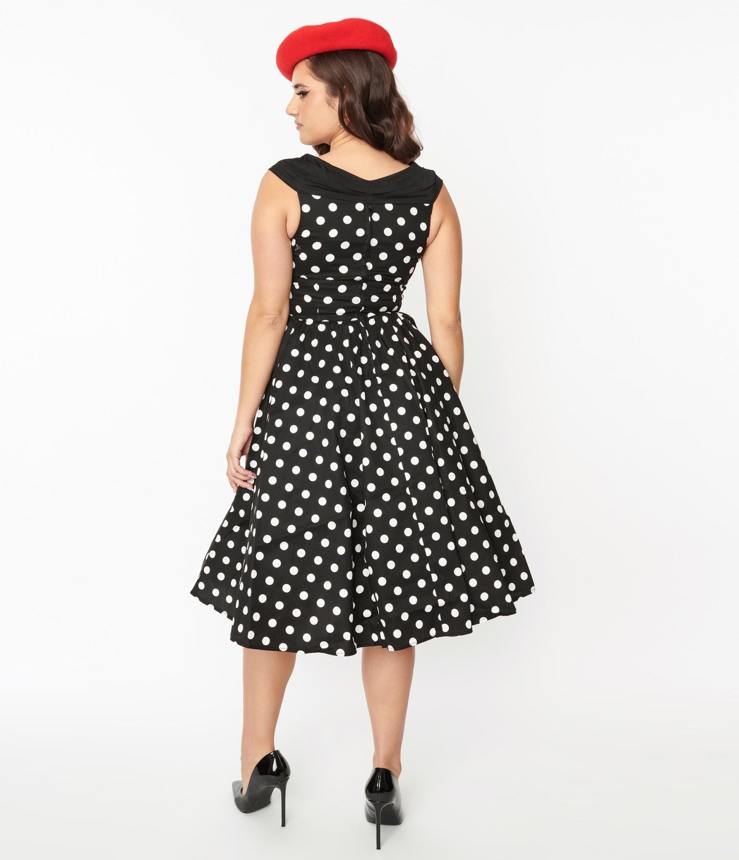 Black & White Polka Dot Swing Dress - Unique Vintage - Womens, DRESSES, SWING