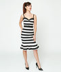 Black & White Stripe Peplum Wiggle Dress