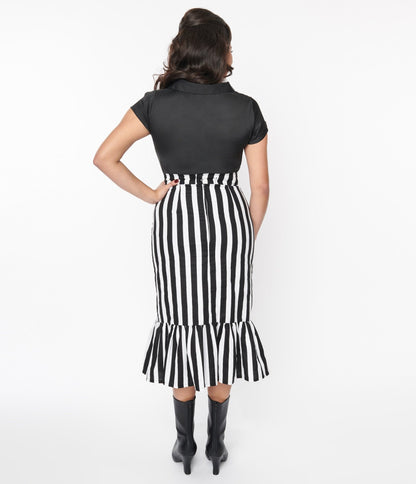 Black & White Stripe Veronica Midi Skirt – Unique Vintage