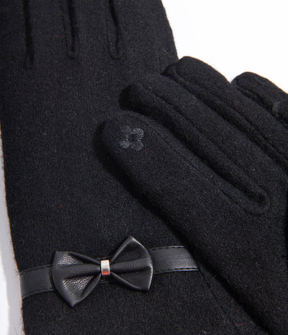 Black Wool Texting Gloves - Unique Vintage - Womens, ACCESSORIES, GLOVES/SCARVES
