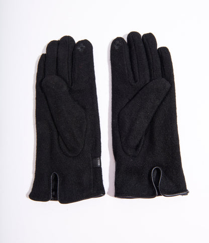 Black Wool Texting Gloves - Unique Vintage - Womens, ACCESSORIES, GLOVES/SCARVES