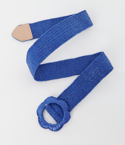 Blue Flower Buckle Woven Belt - Unique Vintage - Womens, ACCESSORIES, BELTS