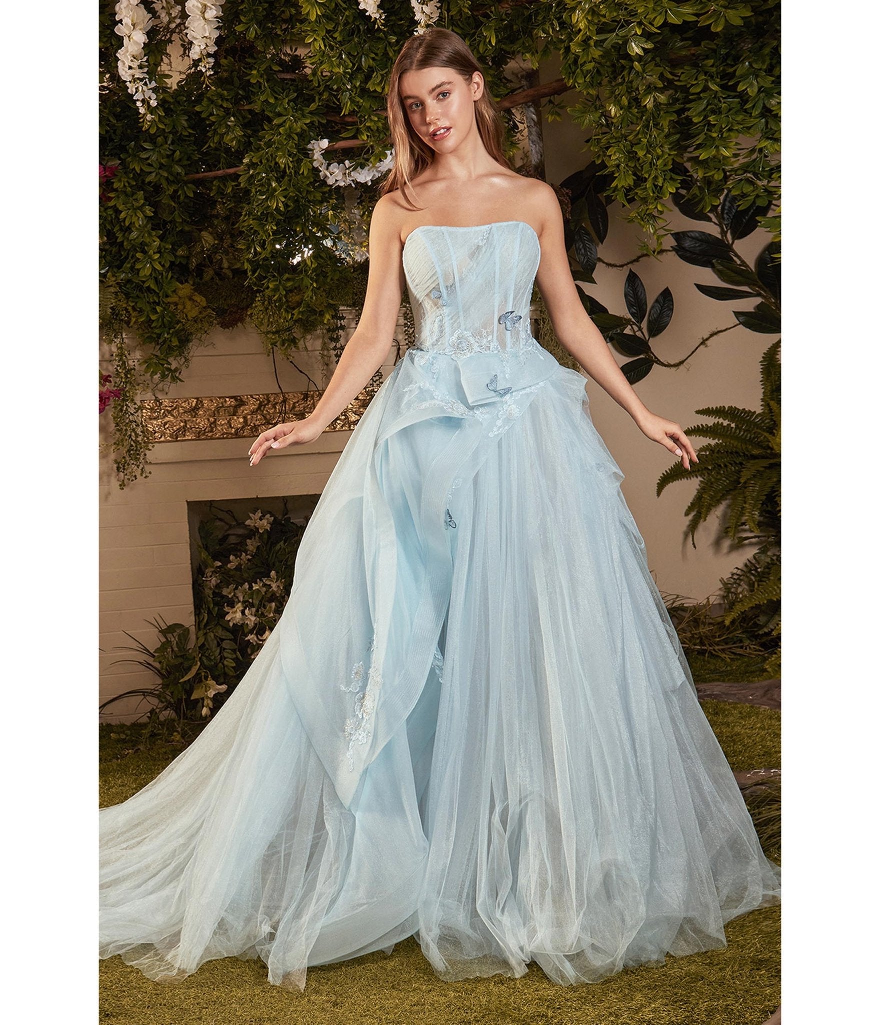 Beautiful tulle skirt dress with satin sheer bodice and butterfly