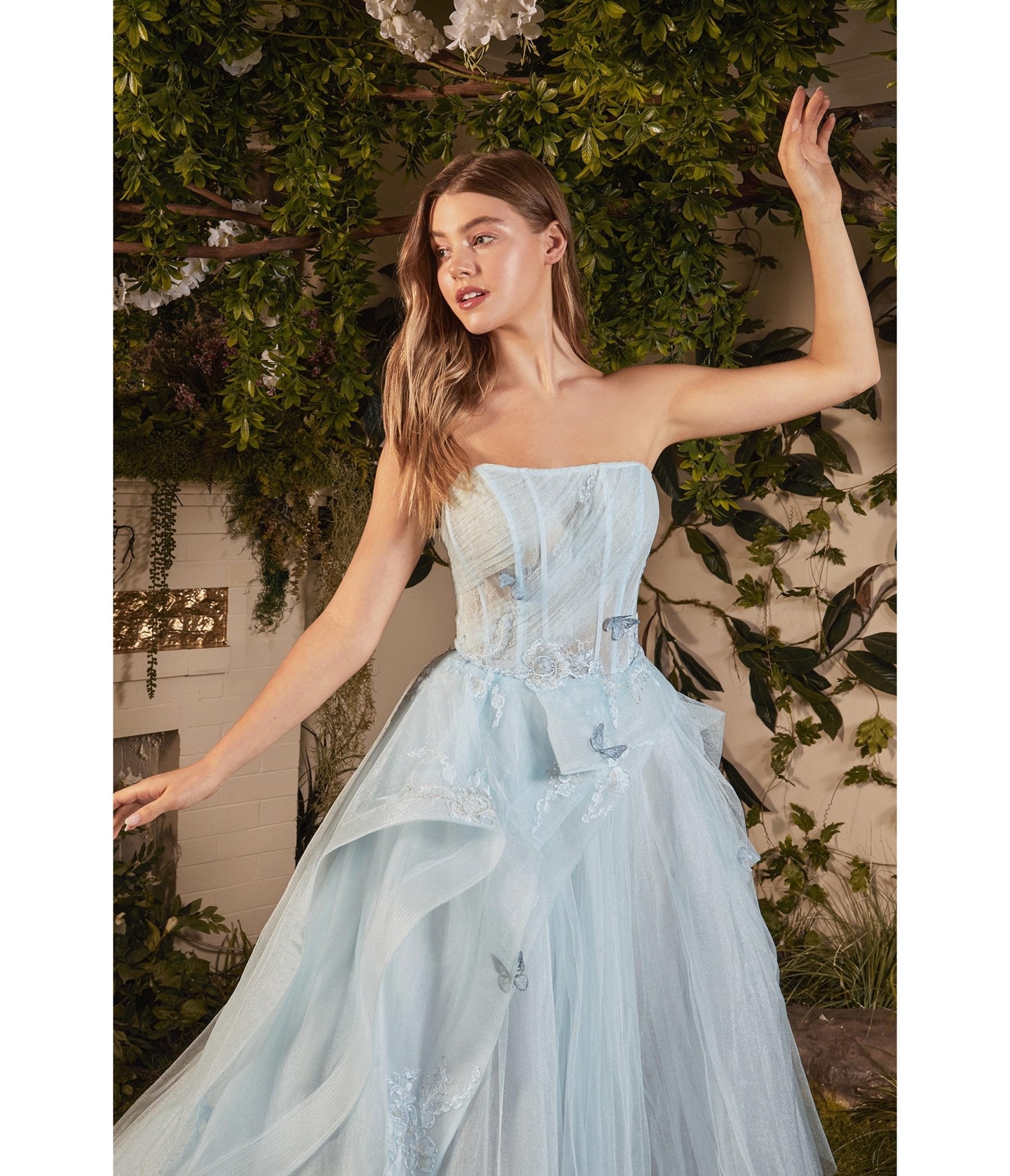Blue Monarch Butterfly Embellished Tulle Evening Gown - Unique Vintage - Womens, DRESSES, PROM AND SPECIAL OCCASION