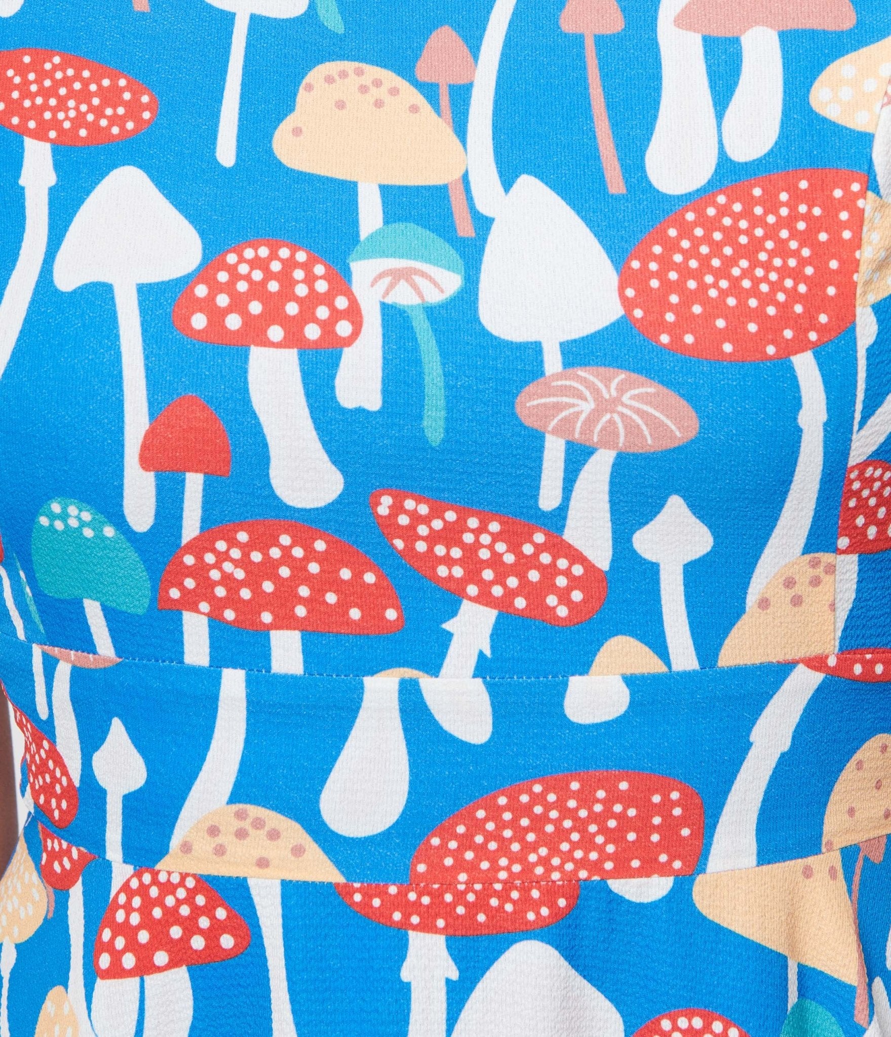 Blue Mushroom Fit & Flare Dress - Unique Vintage - Womens, DRESSES, FIT AND FLARE