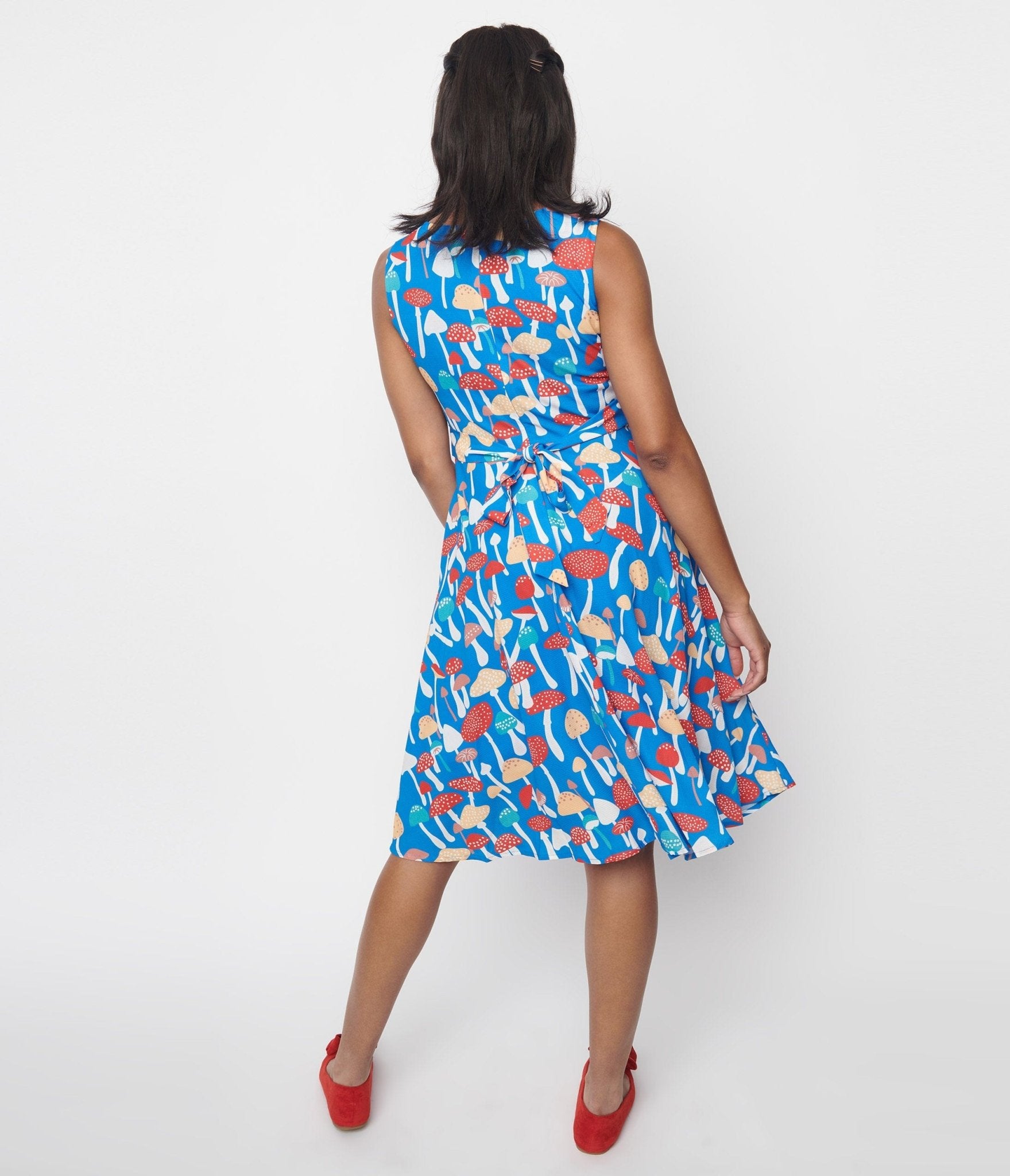 Blue Mushroom Fit & Flare Dress - Unique Vintage - Womens, DRESSES, FIT AND FLARE