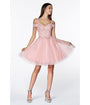Cinderella Divine  Blush Glitter Tulle Cold Shoulder Homecoming Dress