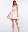 Cinderella Divine  Blush Pink Satin Flare Prom Dress