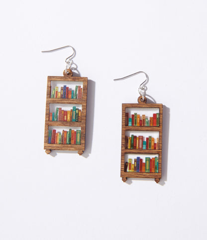 Bookshelf Dangle Earrings - Unique Vintage - Womens, ACCESSORIES, JEWELRY