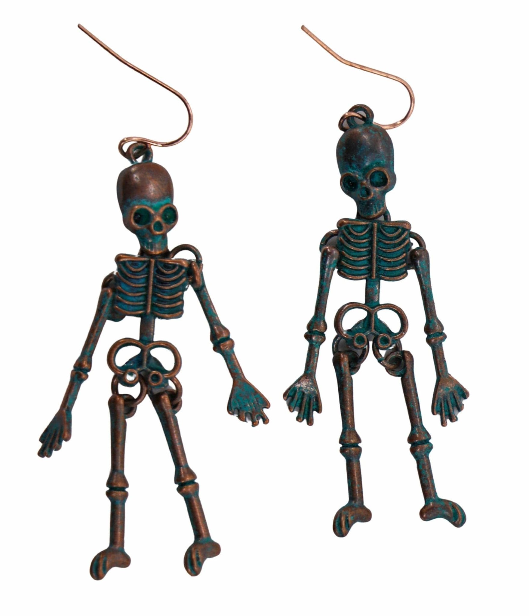 Bronze Skeleton Earrings Unique Vintage