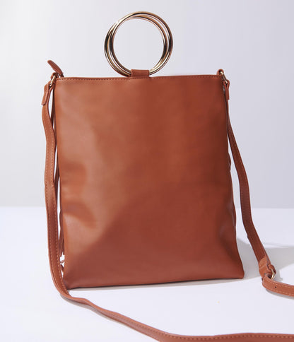 Brown Fringe Leatherette Handbag - Unique Vintage - Womens, ACCESSORIES, HANDBAGS