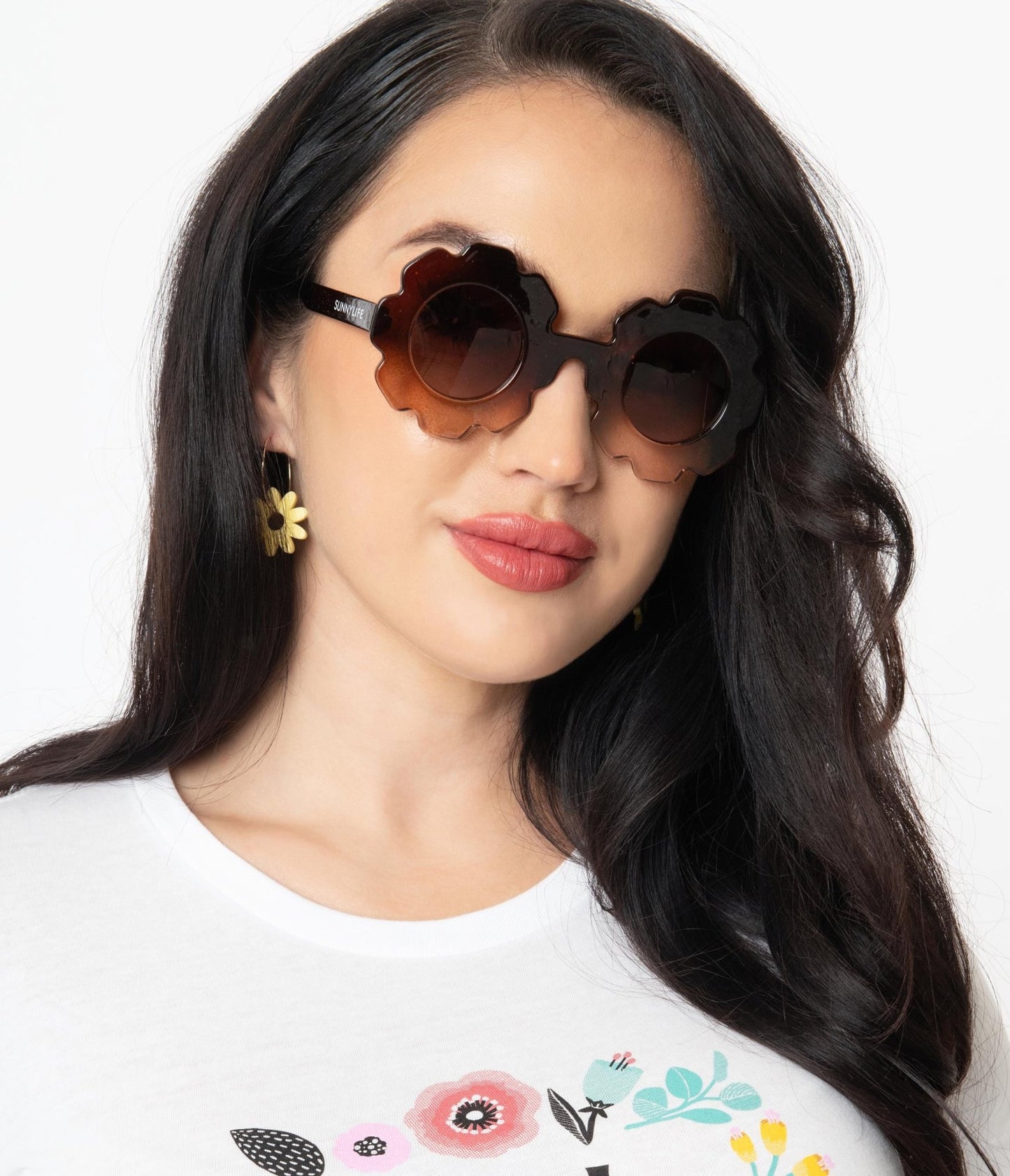 Brown Ombre Daisy Summer Sunglasses - Unique Vintage - Womens, ACCESSORIES, SUNGLASSES