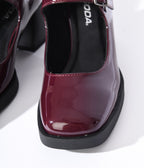 Burgundy Patent Leatherette Mary Jane Heels - Unique Vintage - Womens, SHOES, HEELS