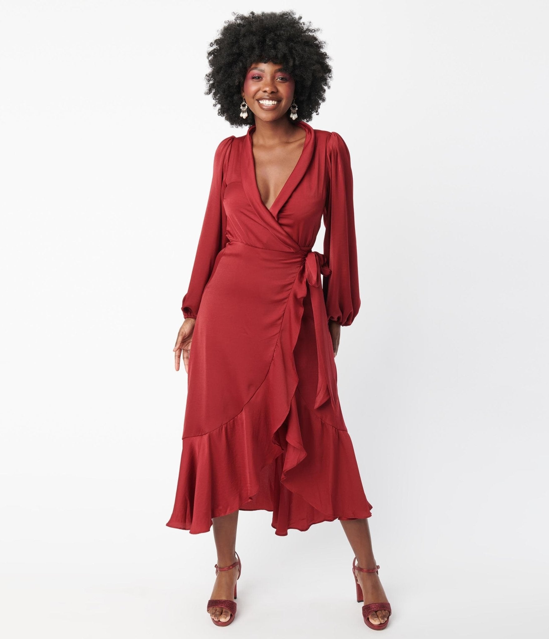 burgundy wrap dresses