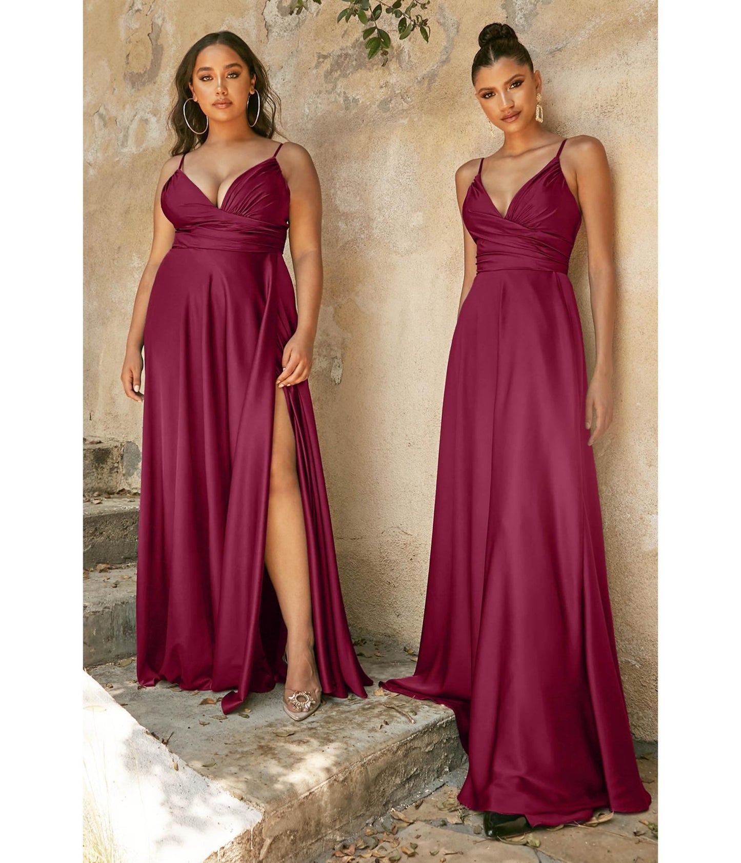 Burgundy Sweetheart Satin Enchanted Bridesmaid Dress - Unique Vintage - Womens, DRESSES, PROM AND SPECIAL OCCASION