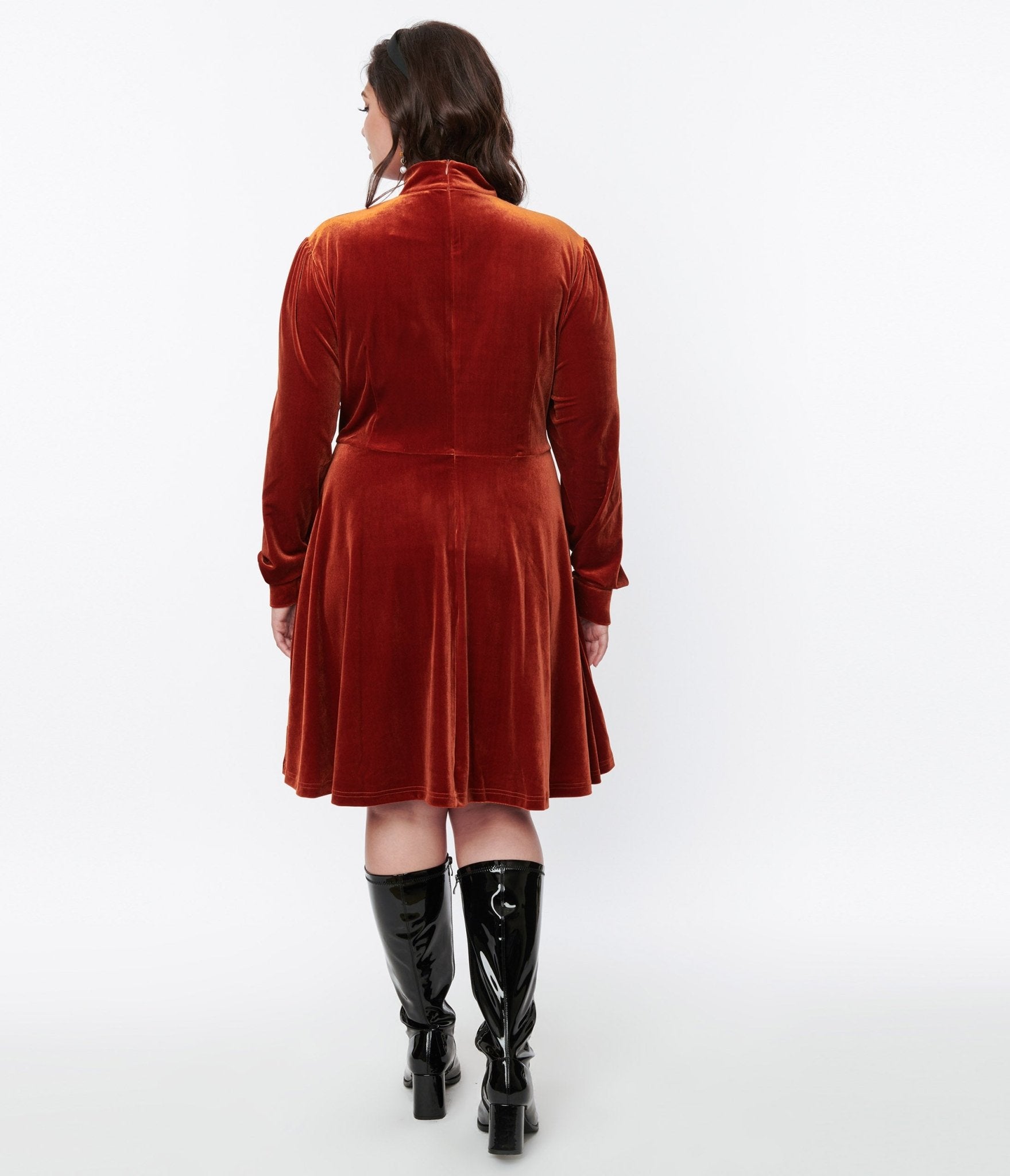 burnt orange velvet dress