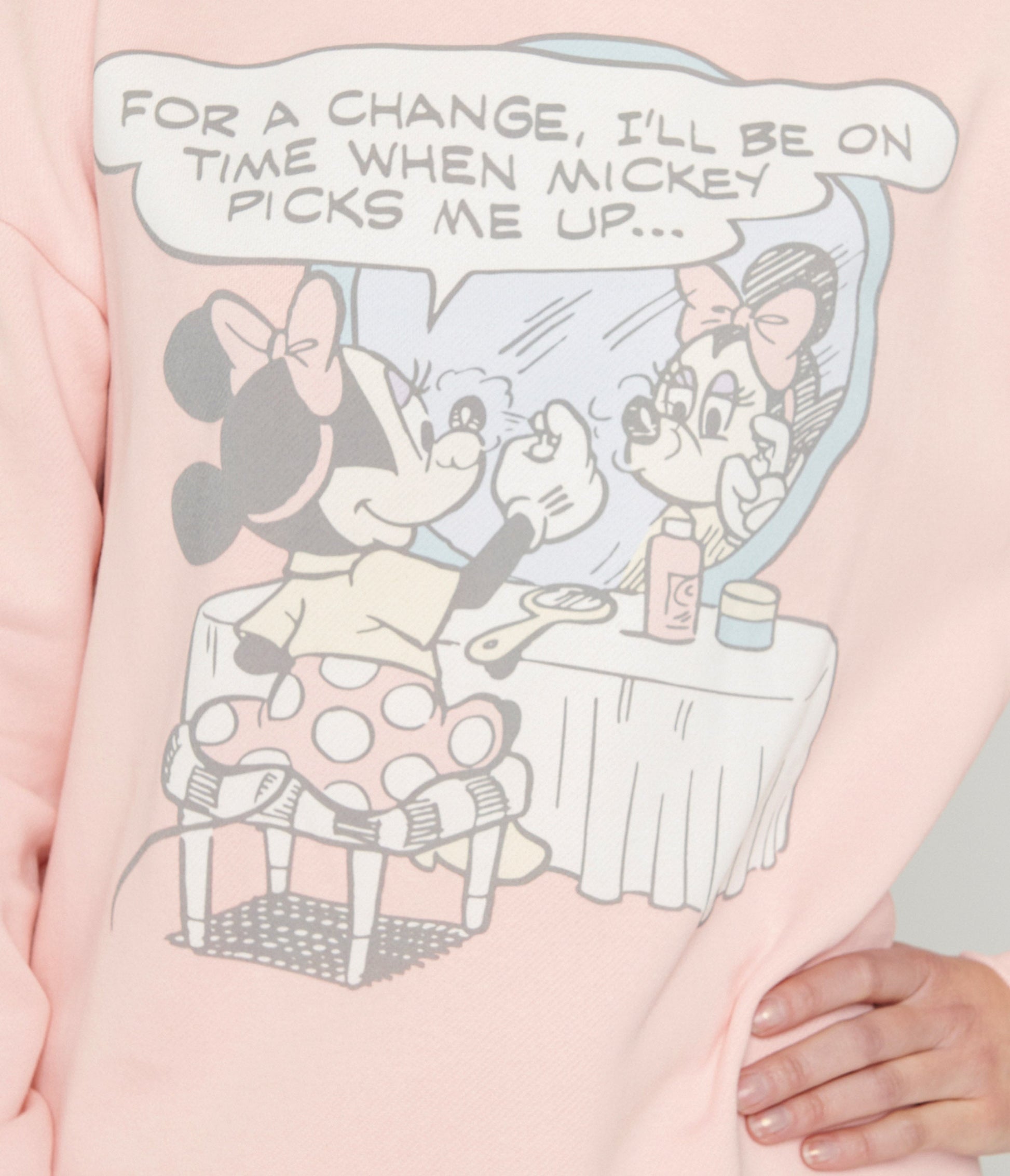 Cakeworthy Pink Minnie Mouse Comic Collared Sweatshirt - Unique Vintage - Womens, GRAPHIC TEES, SWEATSHIRTS