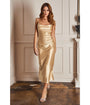 Cinderella Divine  Champagne Gold Satin Slip Homecoming Midi Dress