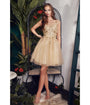 Cinderella Divine  Champagne Rhinestone 3D Floral & Tulle Flare Homecoming Dress